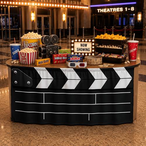 item picture 1pc vintage table skirt suitable for birthday parties classic cinema slate tablecloth with pattern themed tablecloth fabric events