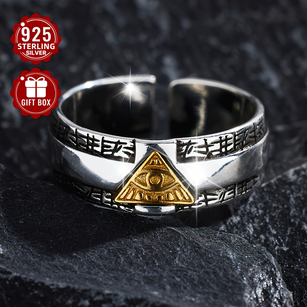 Vintage Punk Cross Open Ring S925 Silver Retro Thai Style Finger Ring
