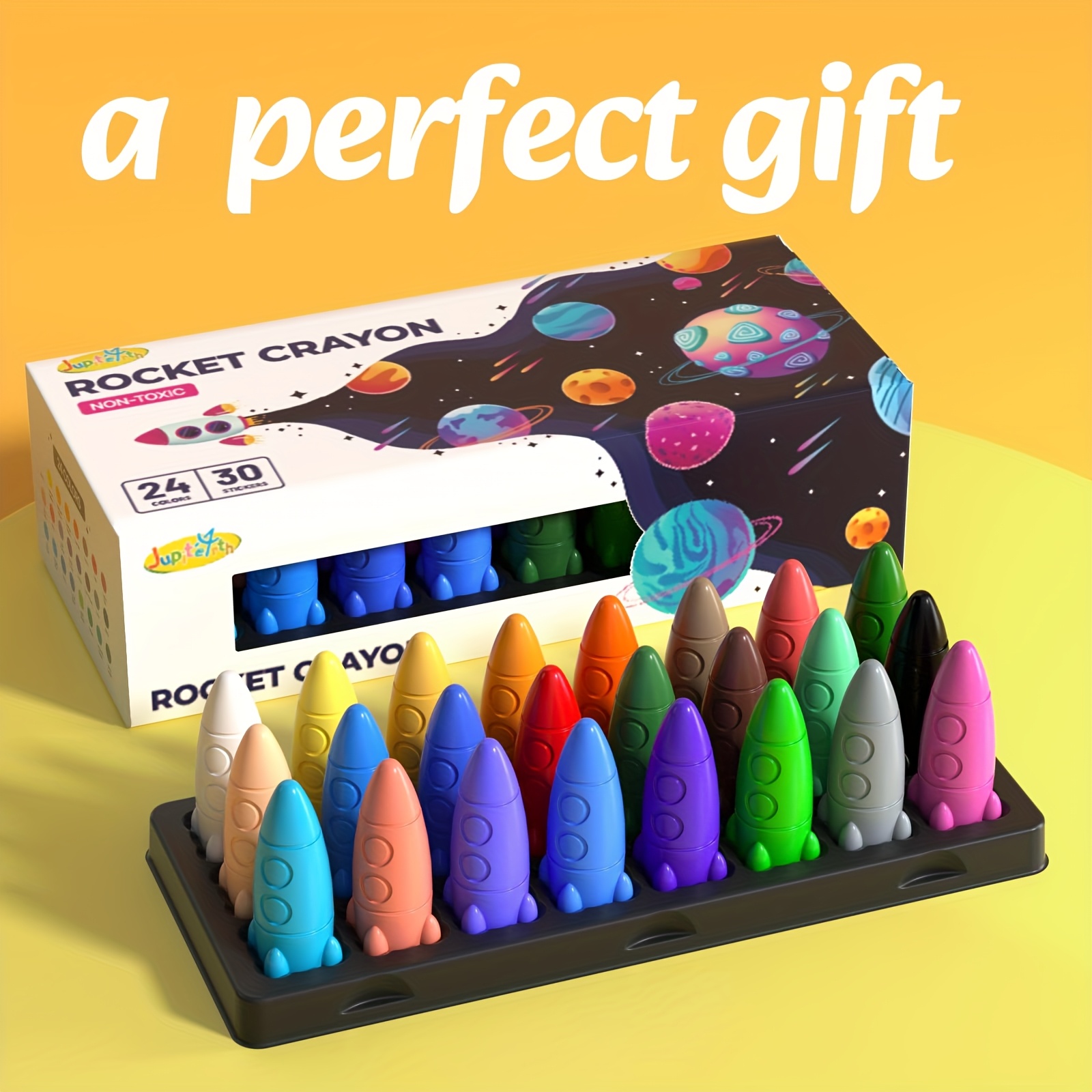 TEMU Rocket Crayons, Washable Rocket Crayons With Easy-to-hold For People, Art & School Supplies