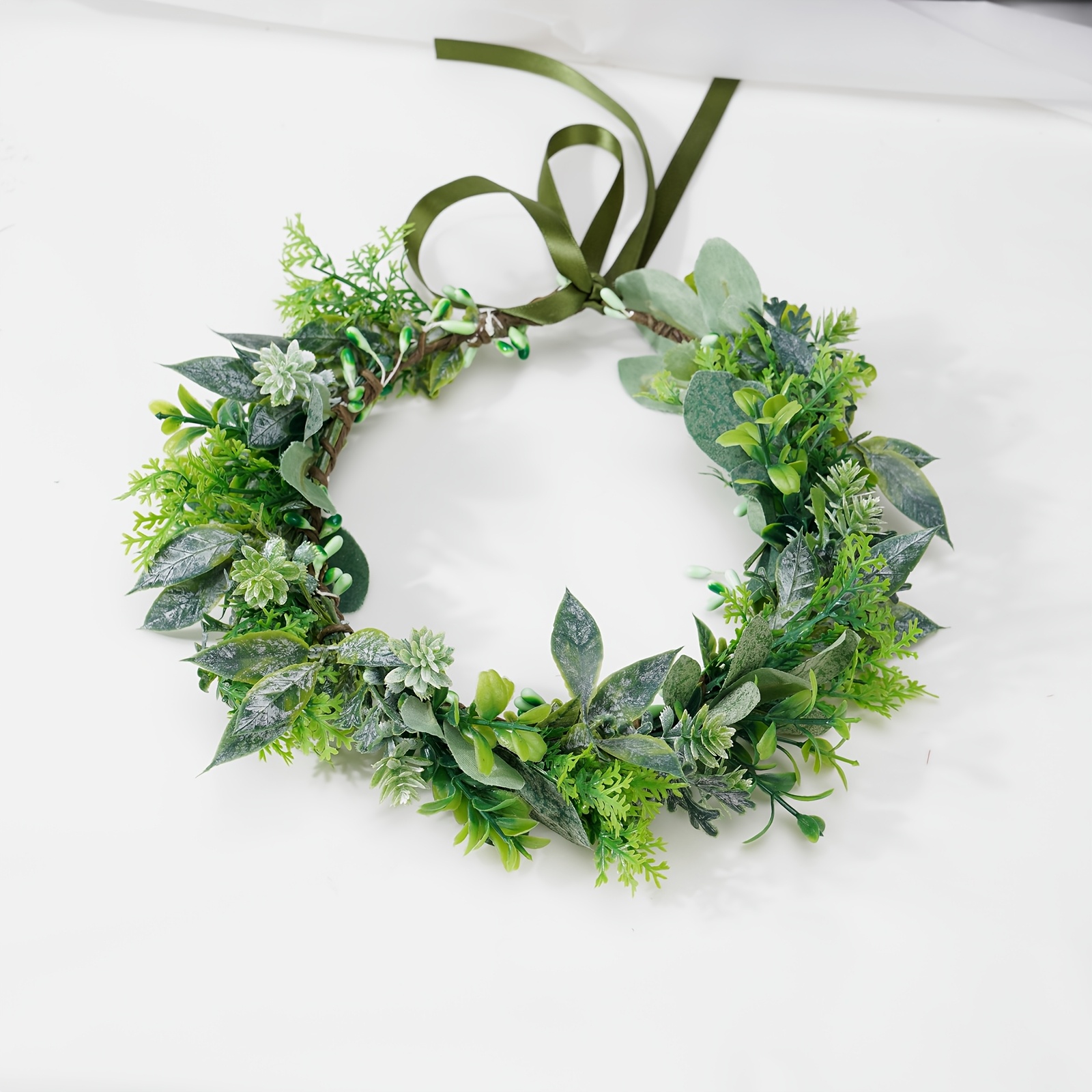 TEMU Couronne de style forêt avec lierre à feuilles simulées, à feuilles et eucalyptus, pour la irlandaise
