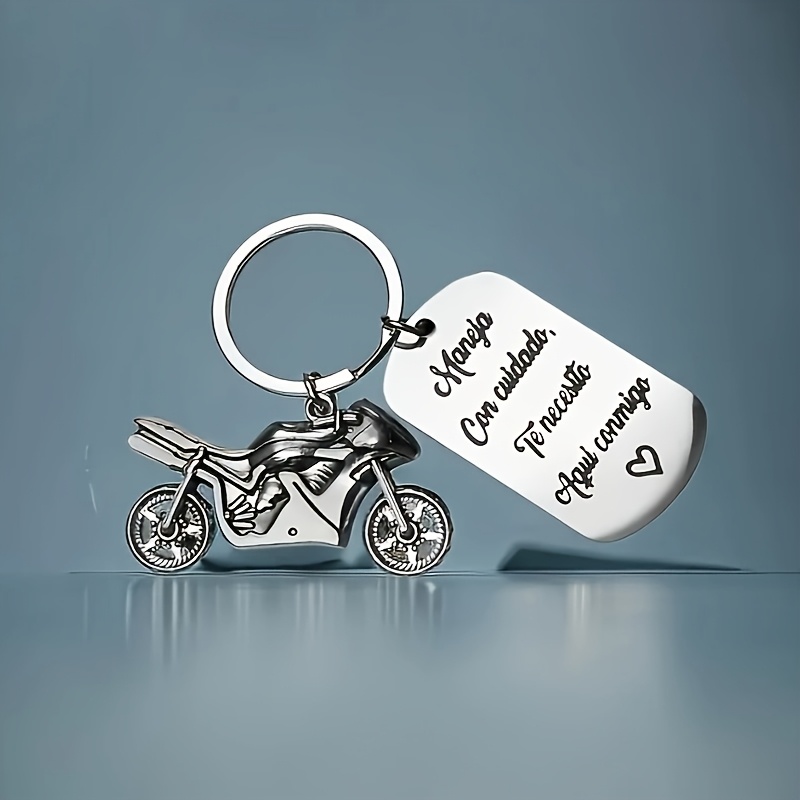 llavero acero inoxidable motocicleta diseño grabado moto Temu