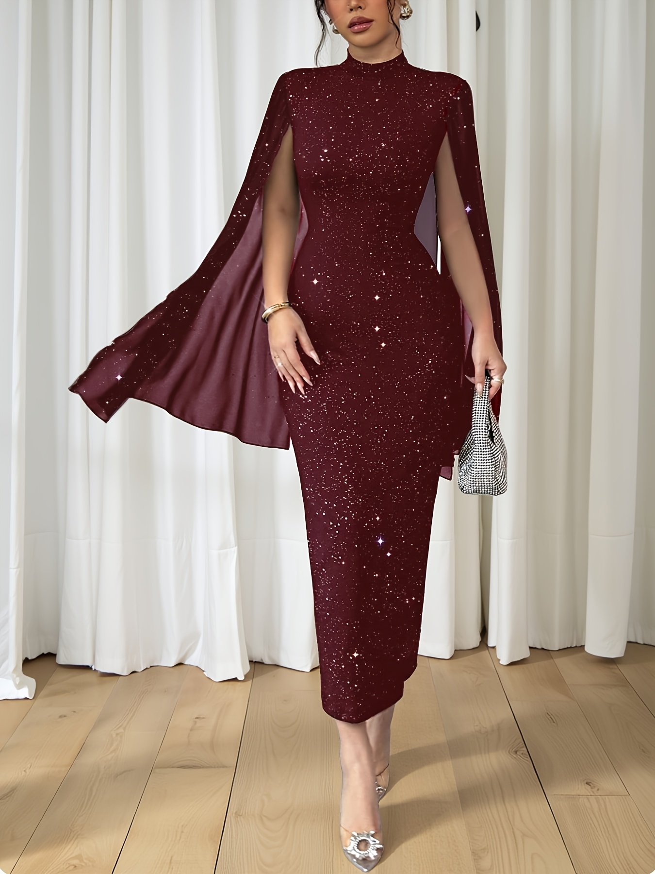 womens elegant fit shining dress starry sky - Temu Oman