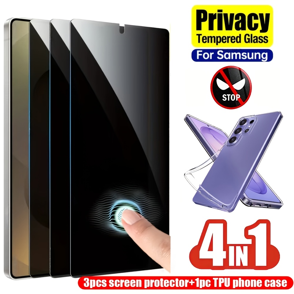 TEMU [3pcs Privacy Glass And 1pc Case] 3pcs Full Cover Privacy Tempered Glass And 1pc Tpu Phone Case For For Galaxy S26 Ultra/s25 Ultra/s24
