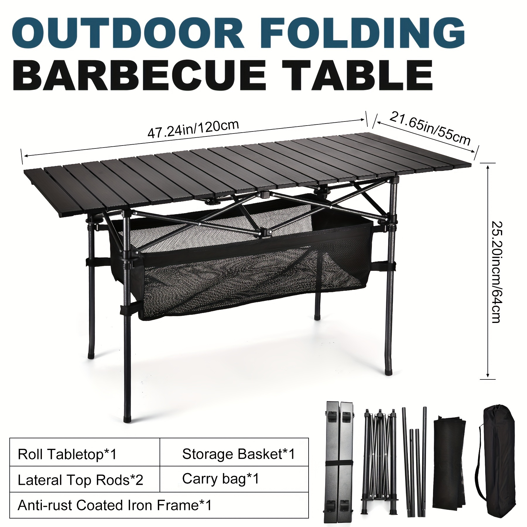 

Folding Portable Camping Table, Aluminum Roll-up Table Carrying Bag For , , Camping, , , Bbq, , ,