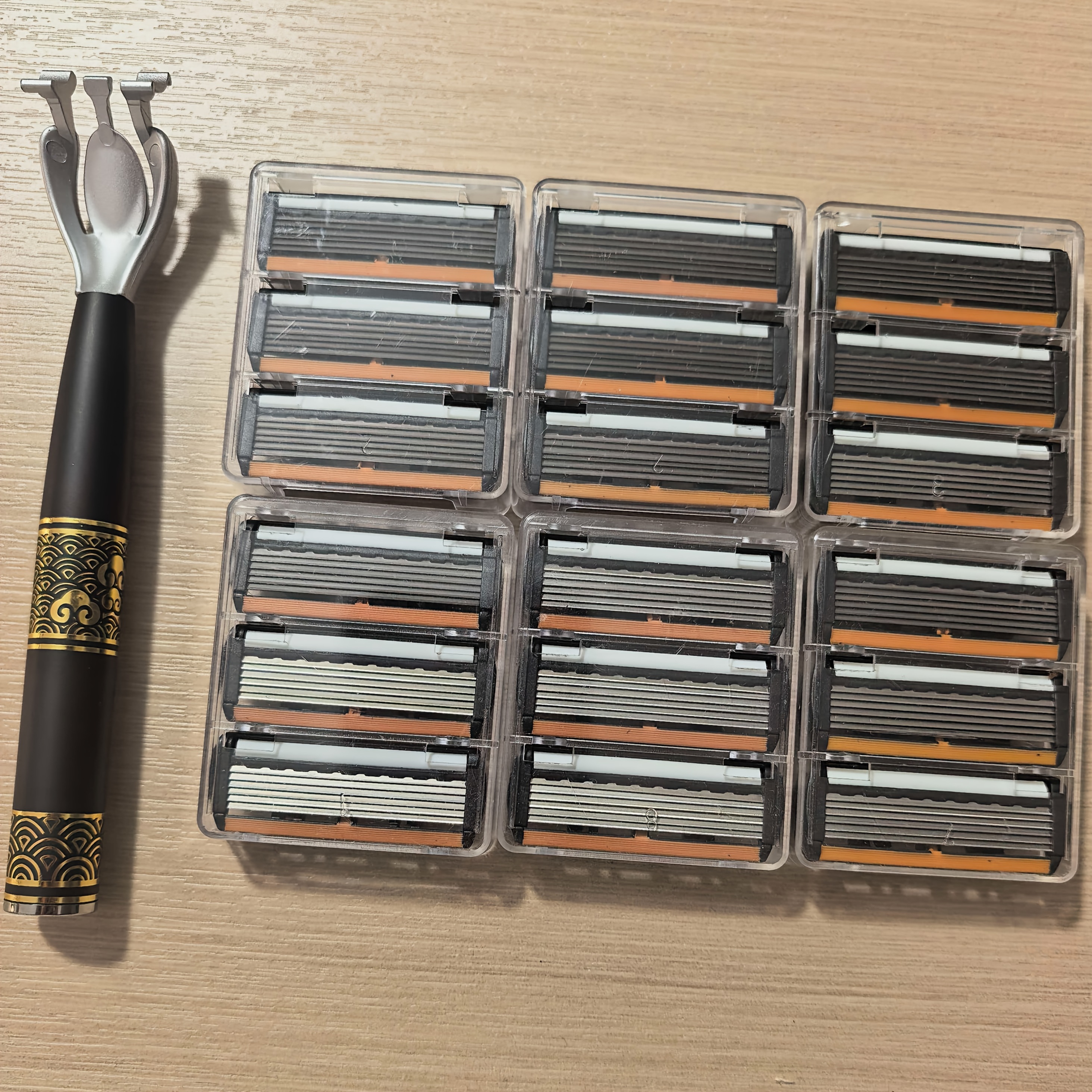 TEMU Juego de de Acero Inoxidable de Lujo para Hombres - Cuchillas Ultra-Afiladas y Ajustadas a la Piel para un Afeitado y Recorte de Barba, Fácil de