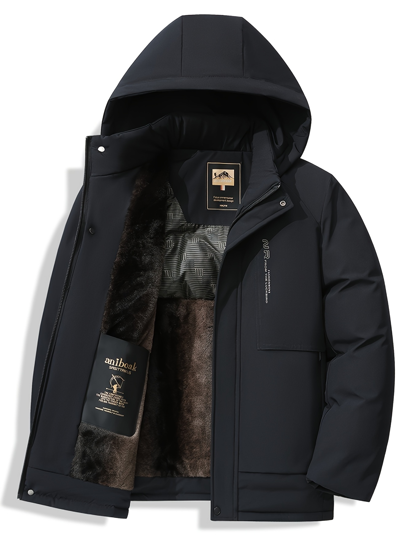 Men's Winter Fleece Lined Hooded Parka Jacket, Thick Warm Coat