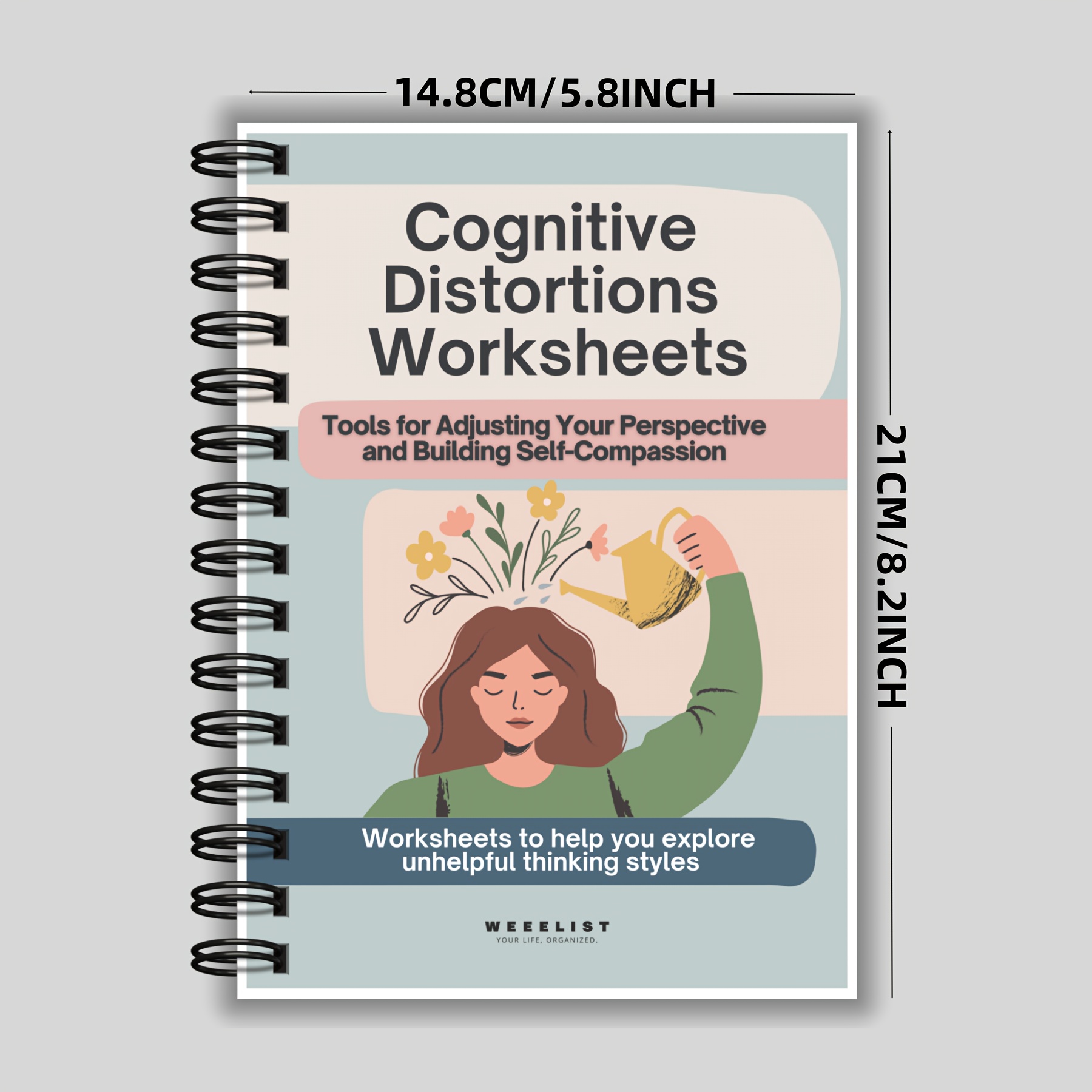CBT & DBT Cognitive Distortion Workbook | Self-Help Guide to Anxiety Relief & Self-Compassion | Spiral-Bound Mental Health & Emotional Growth Notebook with Tools for Unhealthy Thinking Styles