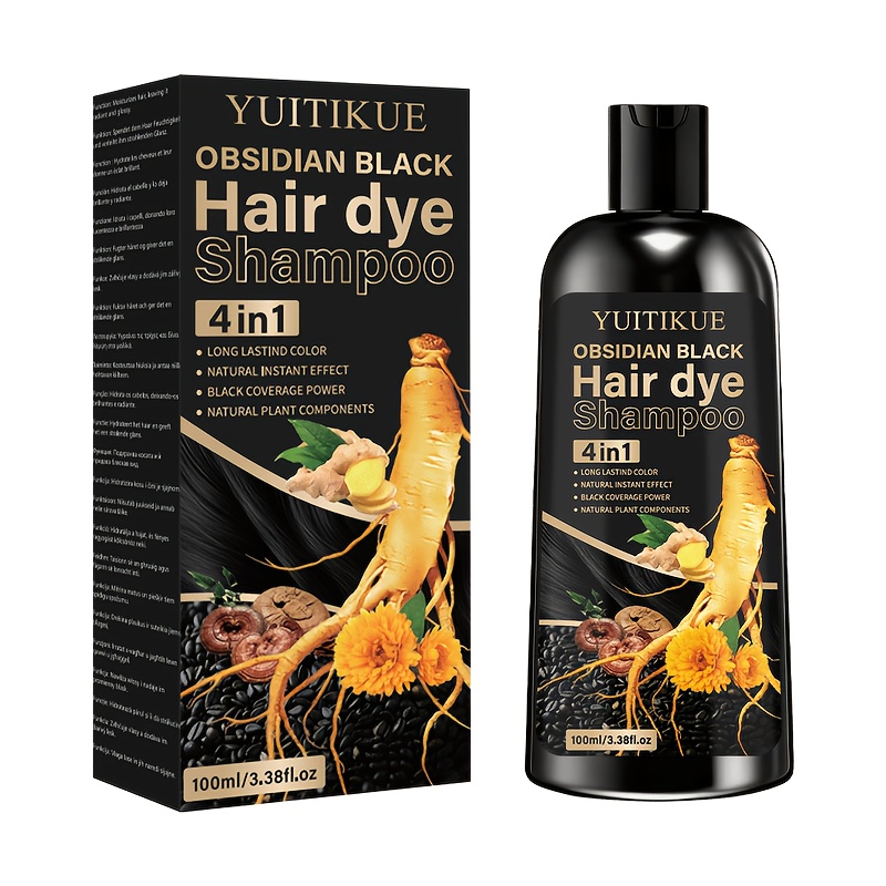 Image of Four-in-one Black Hair Dye Shampoo - Natural Plant Formula, The Scalp, Effects, Easily Covers White Hair, Neutral Hair Product, Fashionable , Natural Icon, Moisturizing And Protecting The Scalp