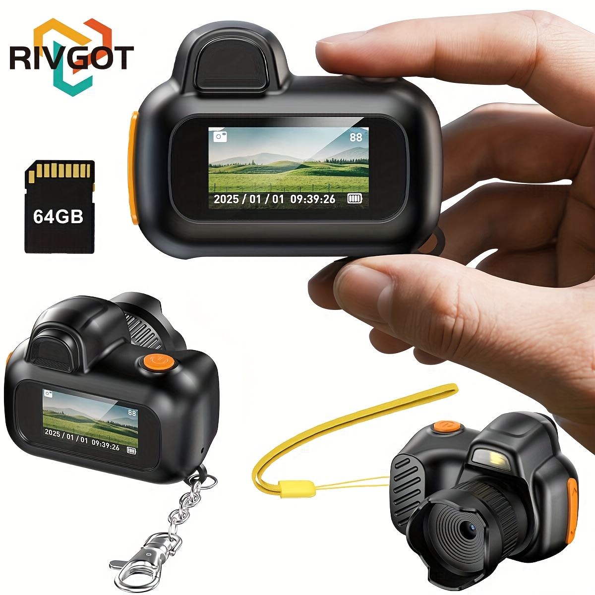 RIVGOT Cámara Digital Mini de 0.96 Pulgadas - Negro