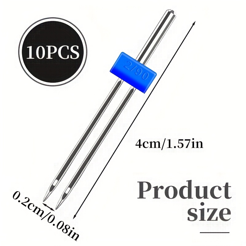 TEMU 10 aiguilles jumelles pour machine à coudre, aiguilles jumelles adaptées aux machines à coudre, accessoires pour machine à coudre domestique,