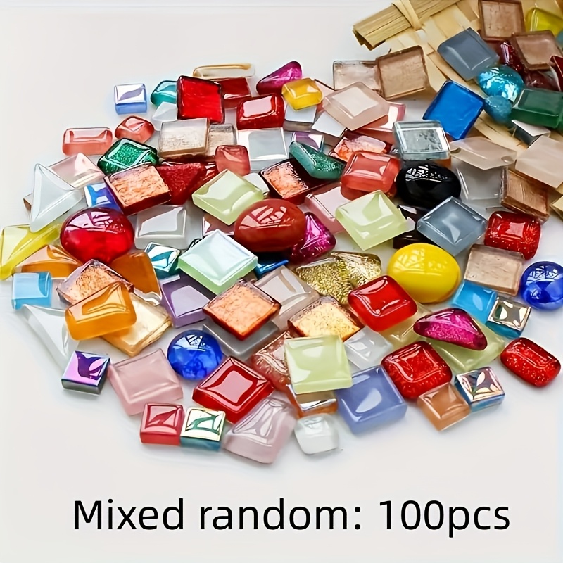 E-shop Gemischte Farben Unregelmäßige Glas Mosaik Fliesen - 100 Stück, Schmelzglas Zubehör, Moana, Bastelarbeiten für Heimdekoration - Kleine