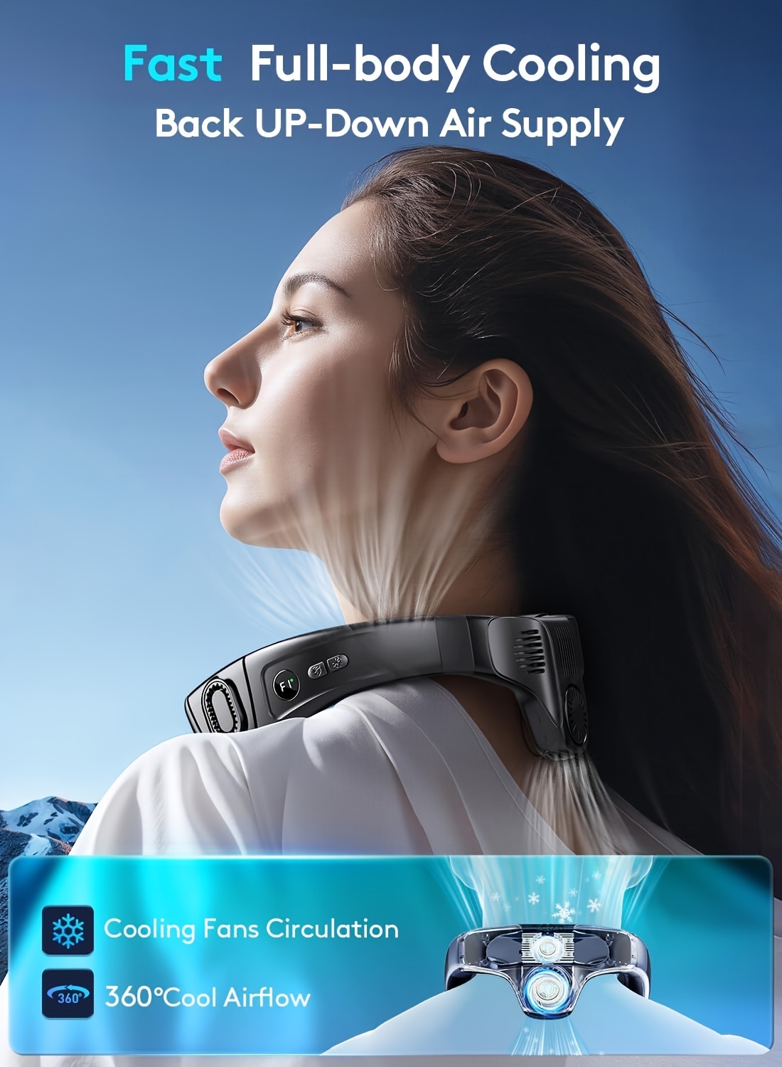 Wearable Neck Fans That Provide a Cool Breeze, Featuring Bladeless Design, Rechargeable Battery, And Multiple Speed And Wind Mode Options
