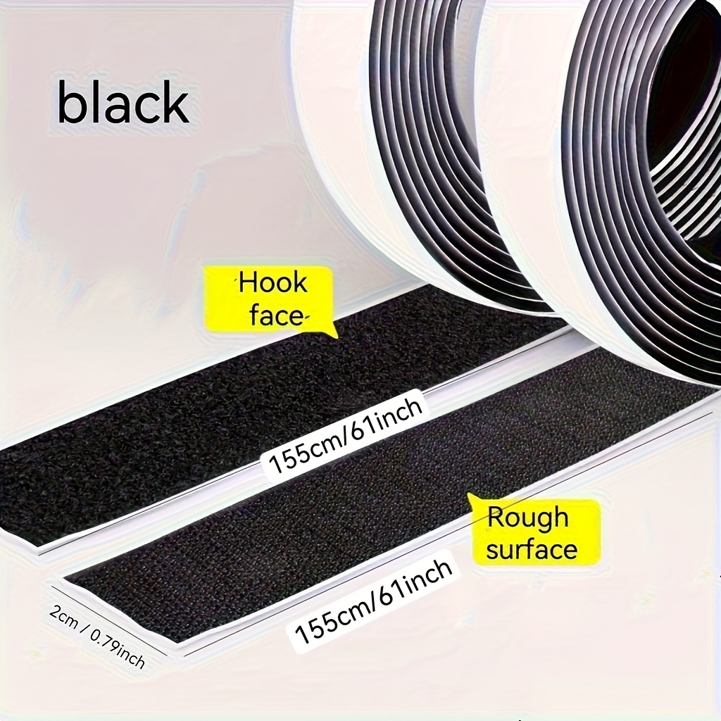 E-shop Gesamtlänge 310 cm/122 Zoll, Hakenoberfläche 155 cm/Polsteroberfläche 155 cm Mutter-Selbstklebendes doppelseitiges Klebeband, Schwarz/Weiß