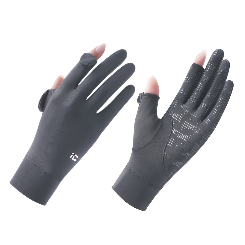 TEMU 1 Pair Thin Black Touchscreen Elastic Long Finger Gloves, Thin Design, Suitable For Outdoor Sports Wear, Spring/summer Gloves