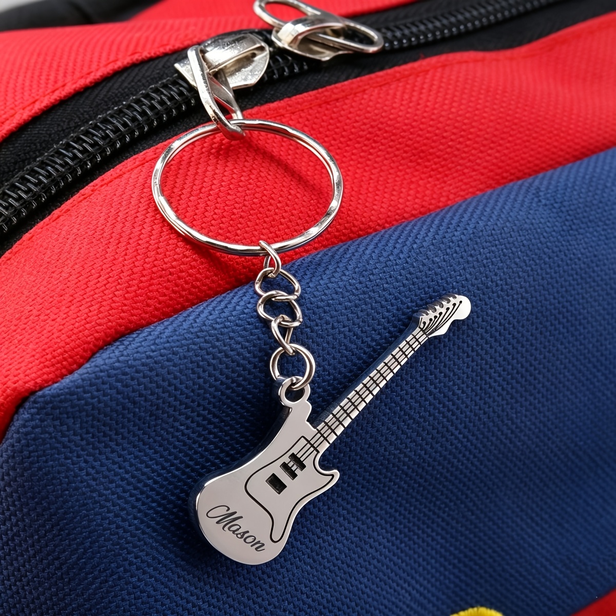 TEMU [customized] 1pc Customized Personalized Guitar Keychain Customized Name Mini Guitar Pendant Gift, Unique Gift For , Suitable For Parties And