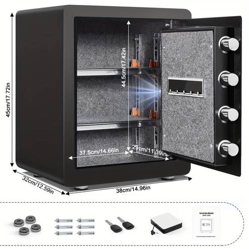 2 0 cub safe box fireproof with lcd and removable shelf with dual alarm system led safe for cash golden jewelry medicine