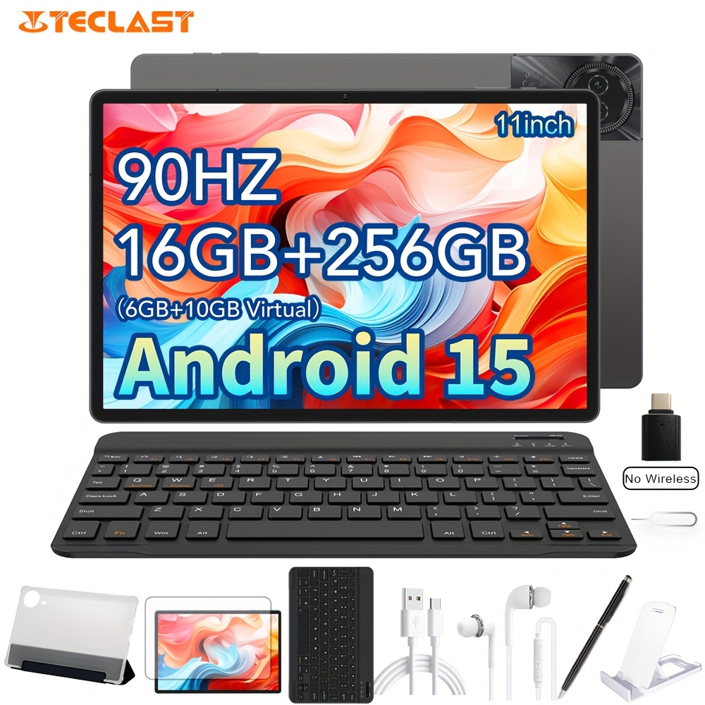 Планшет Teclast T50 Plus с частотой обновления 90 Гц, 11-дюймовый экран Android 14 с разрешением 1920x1200, 16ГБ ОЗУ (6+10), 256ГБ Памяти с поддержкой карты памяти до 1ТБ, процессор Unisoc T620 Octa-Core Mali-G57, поддержка двух SIM-карт 4G, Wi-Fi планшета, металлический корпус, батарея 8000мАч, зарядка Type-C, камера 13Мп+8Мп
