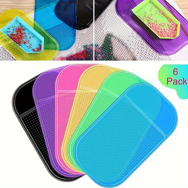 

6pcs Non-slip Tool Sticky Pad For Diamond Art Painting, Sticky Gel Pad Non-slip Universal Mounting Bracket Placing Tray, 5d Diamond Embroidery Accessories