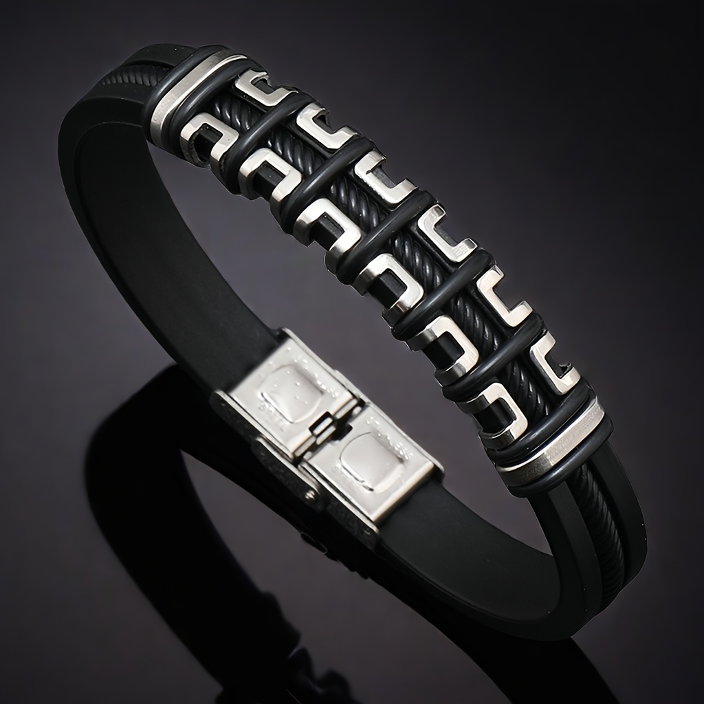 

1pc Cool Titanium Steel Bracelet, Fashionable And Domineering Trendy Bracelet, Minimalist Hand Accessories, Men's And Women's Gifts