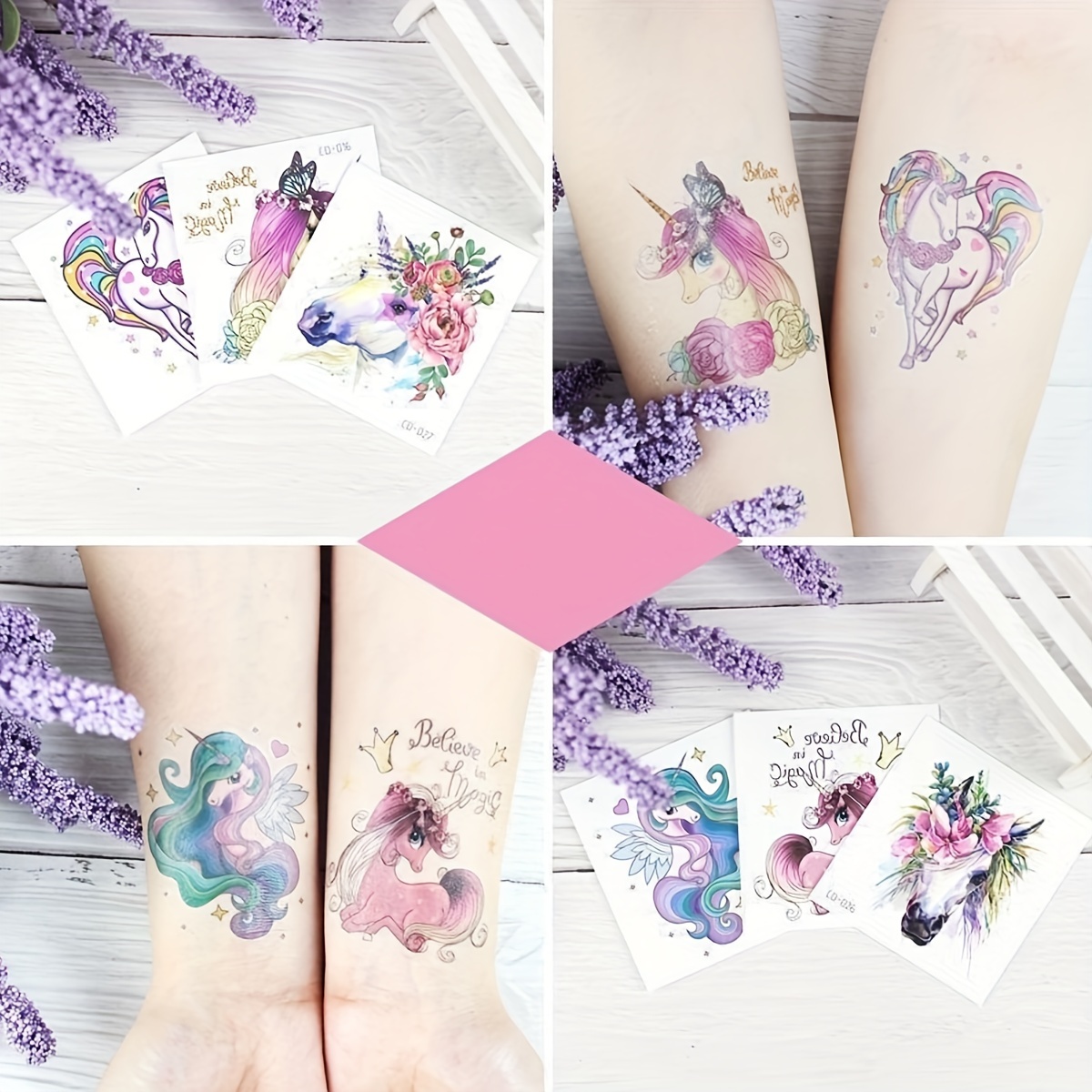 

12pcs Unicorn Temporary Tattoos, Fake Tattoos For Waterproof Rainbow Unicorn Birthday Party Favor Decorations Birthday Bag Fillers, Ideal Sleep And Body Decoration Supplies