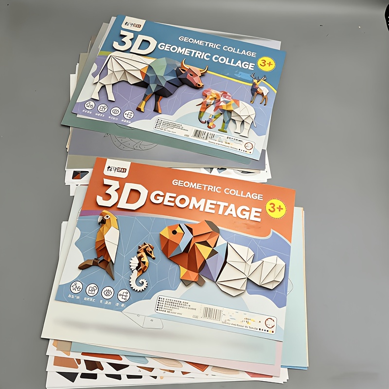 TEMU 17/34 3d Stickers, Craft Fun, Diy , Featuring Animals And Marine Themes. Each Set Includes 8 Theme Boards, 8 Accessory Papers, And 1 Sheet. |