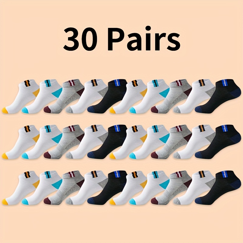

10/20/30 Pairs Unisex Sports Socks, Comfy & Breathable Running Ankle Socks, Women's Stockings & Hosiery