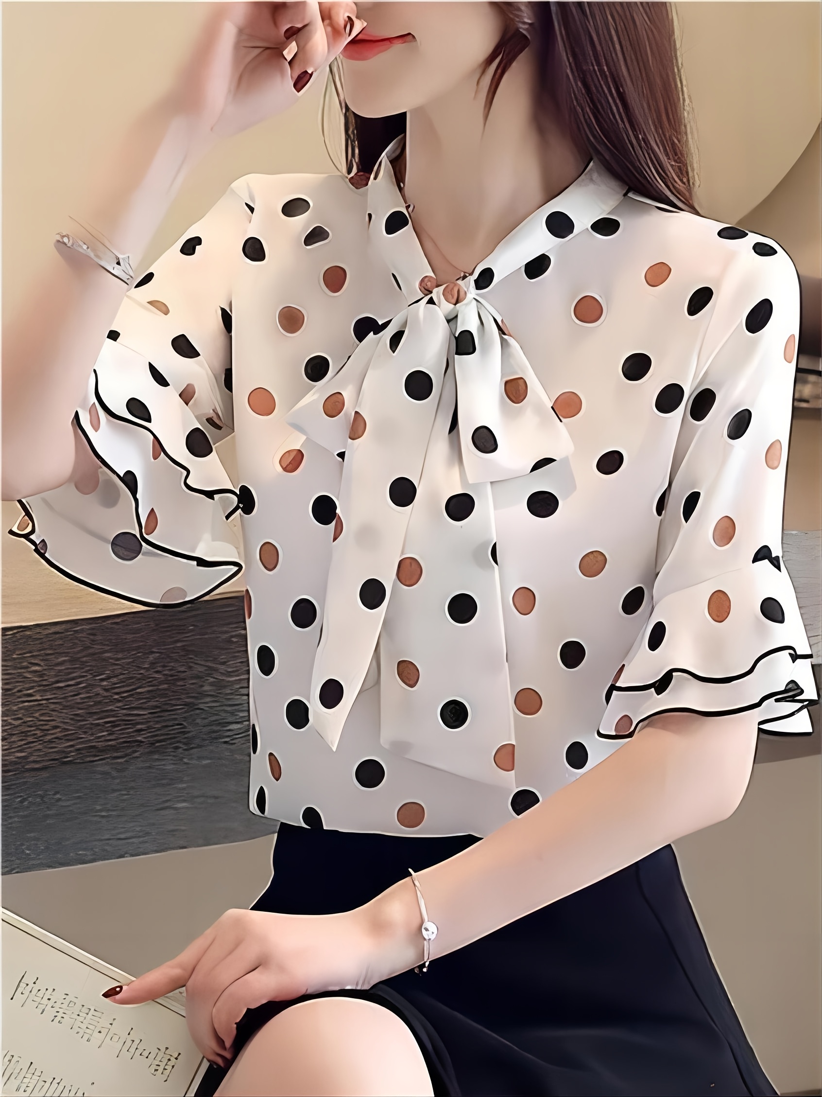 polka dot blouse for women sold on Temu Australia