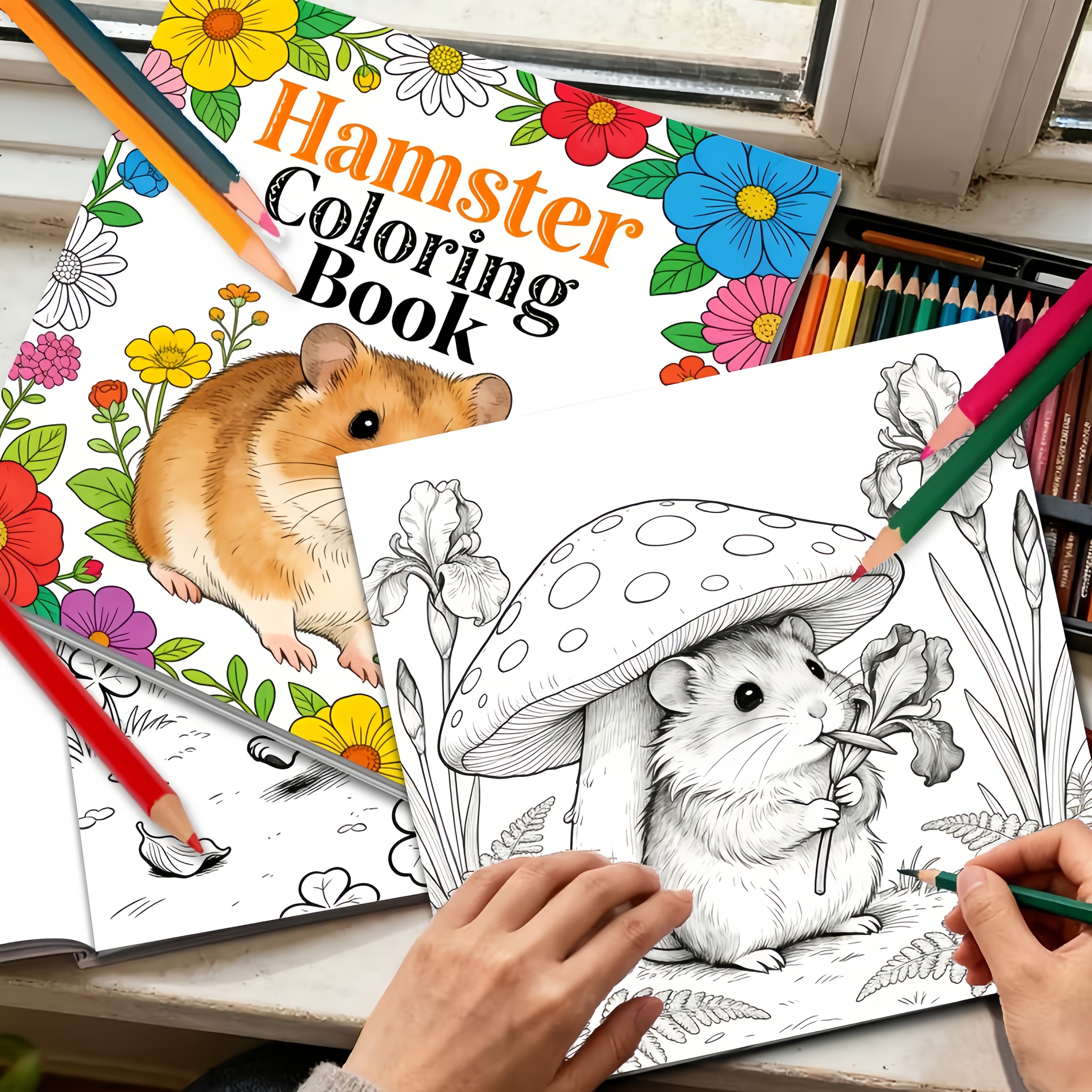 Image of Yao's Adult Coloring Book: Hamster Coloring Book With 24 Pages, Featuring Cute Hamsters And Colorful Flowers, Suitable For Stress Relief And Relaxation, An Ideal Gift For And Couples