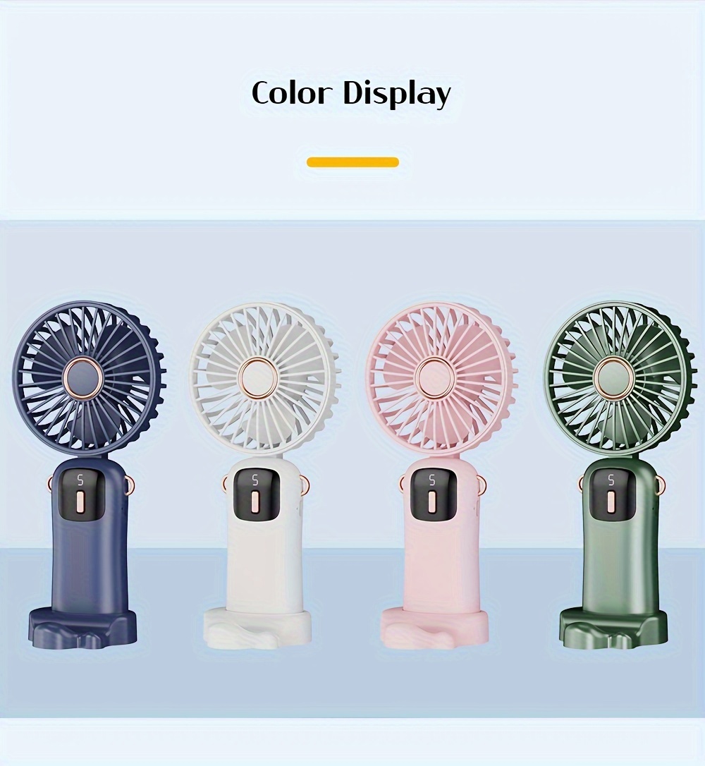 1pc Portable Handheld Fan For Women With Hanging Lanyard, Adjustable Speed, Compact And Convenient, 90-degree Rotatable Stand, Ideal For Summer Travel, Cool All Summer Long, LED Display details 11