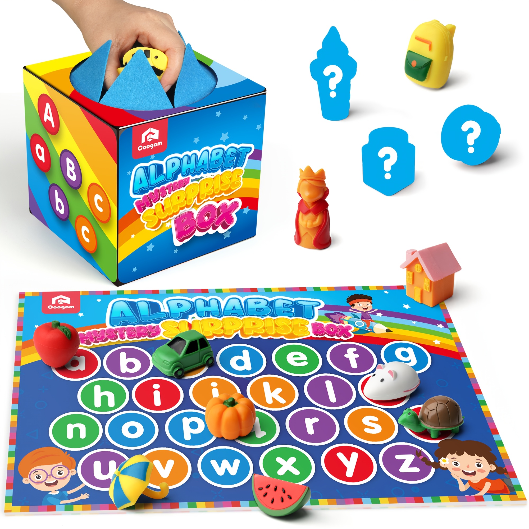 TEMU [back To School/halloween Gift] Coogam 26pcs Alphabet Surprise Box, Stem Fine Motor Letter Matching And Sorting & Stacking Toys, Learning Toy,