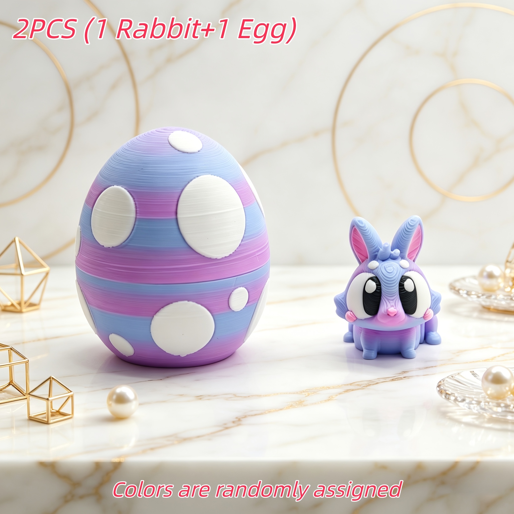 TEMU Mianmian Rabbit 3d Printed Ornament, Random Colors, Color Matching For And Relax, Christmas, Halloween, Easter Store Window Atmosphere Display