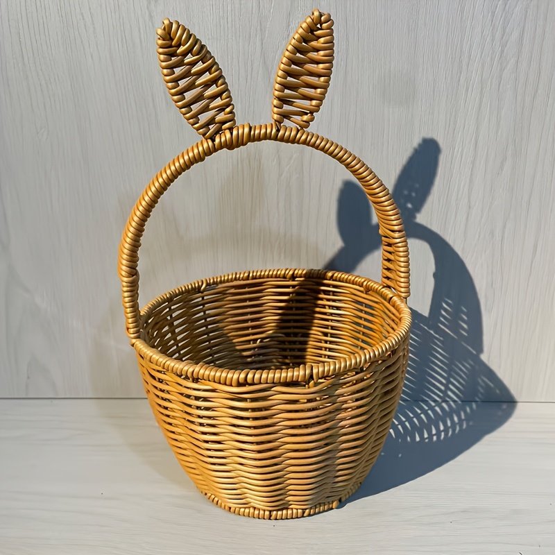 Rabbit-shaped Handheld Basket, Cute And Creative Valentine's Day Gift Wrapping Flower Basket, Floral Arrangement Gift Woven Basket, Wedding Favor, Home Storage Basket, Shelf Baskets