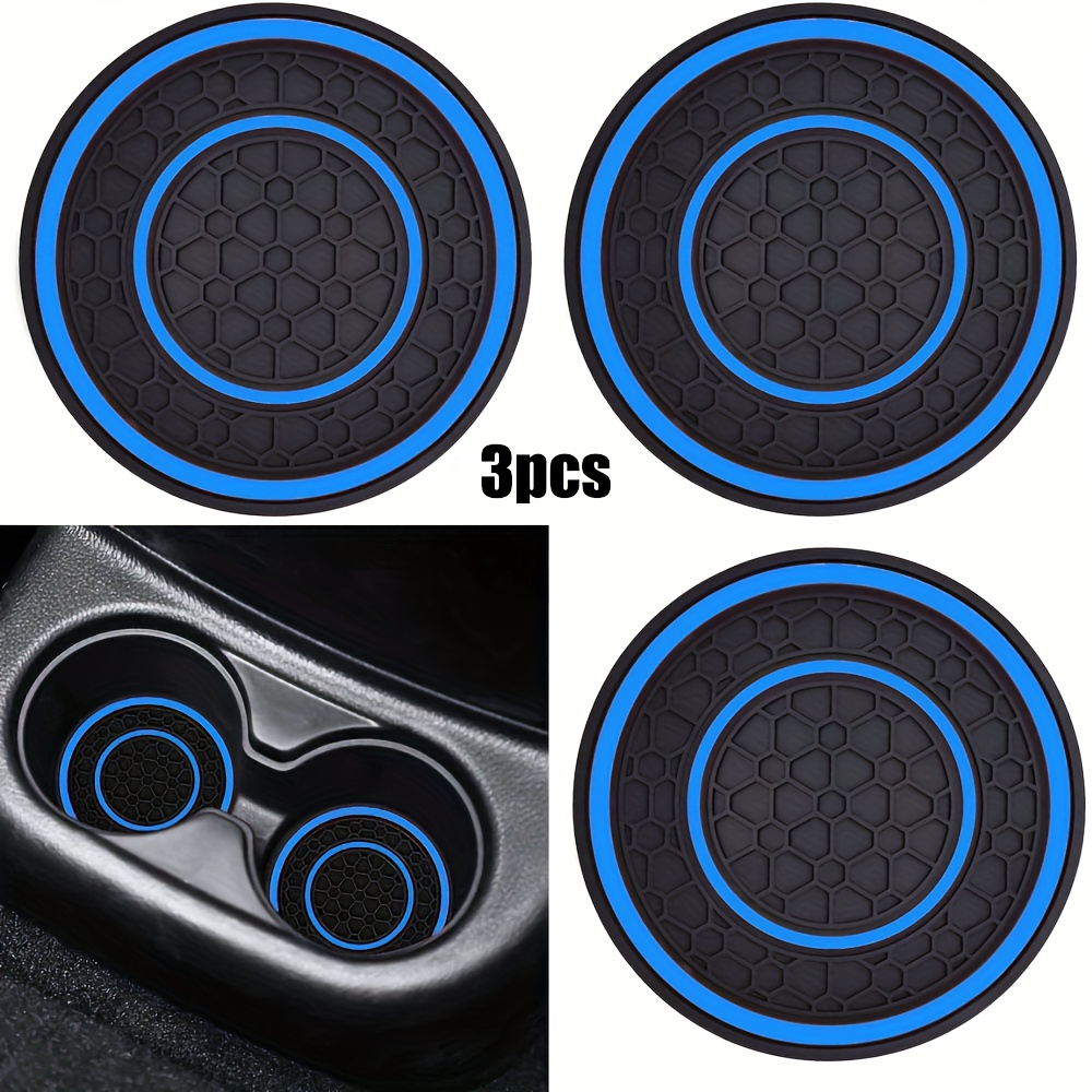 Image of 3pcs Car Cup Holder Coasters, Universal Waterproof Insulated Drink Mats For Vehicles, Vehicle Drink Coaster, Spill Protection, , Nonslip Base, Flexible Material, Durable Construction, Auto Cup Pad