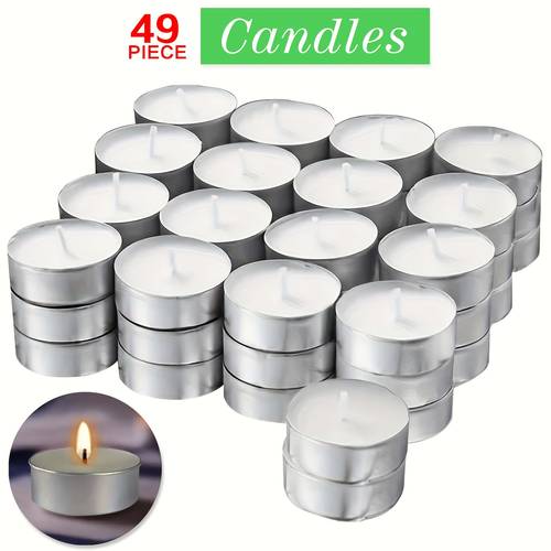 49 99pcs unscented wax candles smokeless long lasting 2 5 hour for weddings halloween christmas birthdays supplies home decoration simple decor clean burning holiday gift buyers