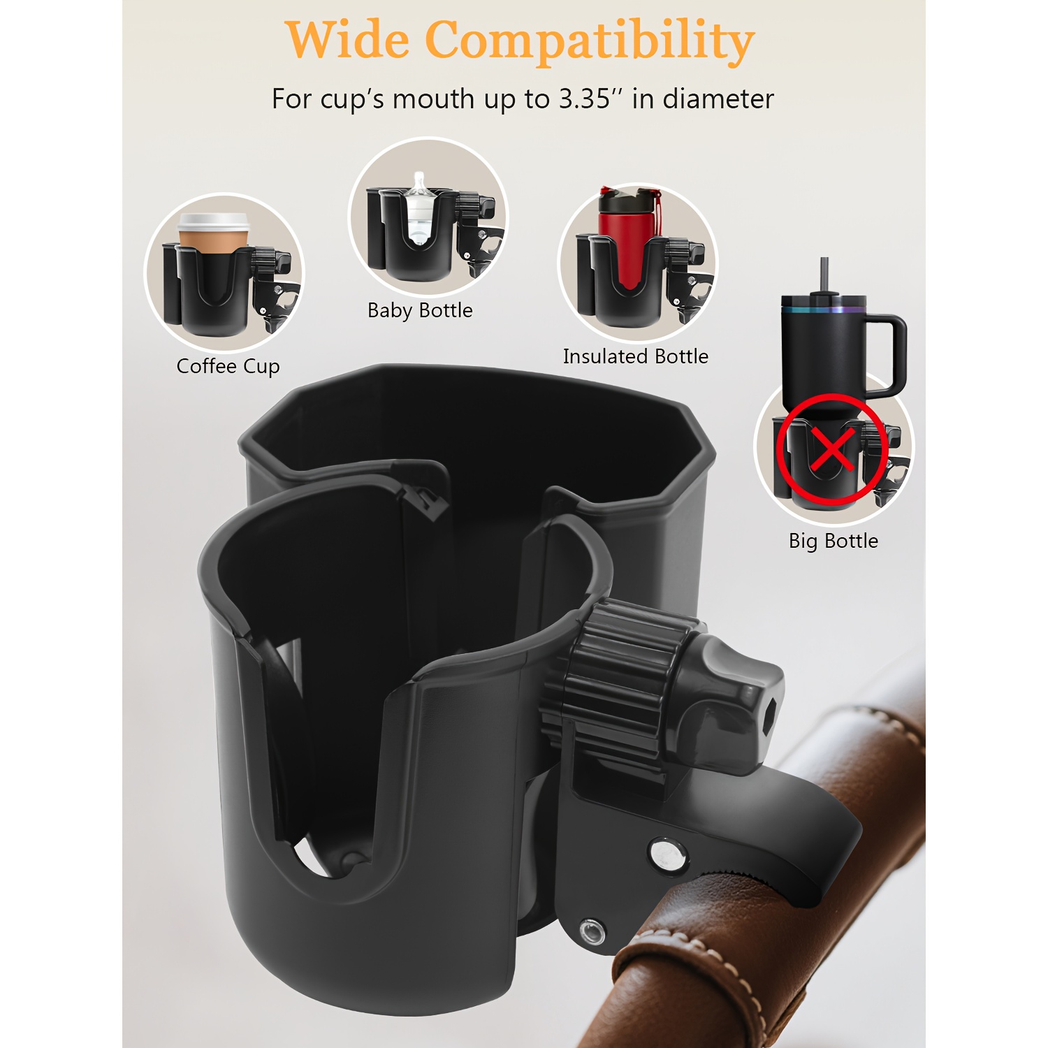 2pcs Universal Stroller Cup Holder and Phone Holder Set