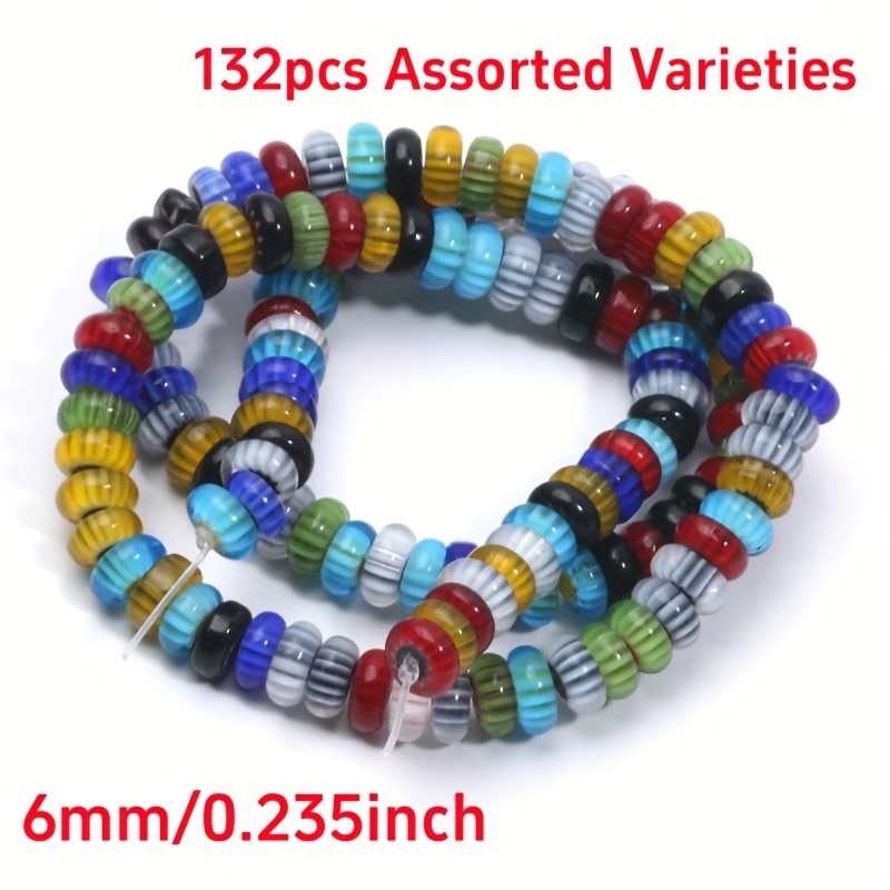 TEMU Cuentas de cristal y redondas de 6 mm surtidos aleatorios para accesorios de pulsera, collar, aretes de bricolaje, regalo, aproximadamente 132