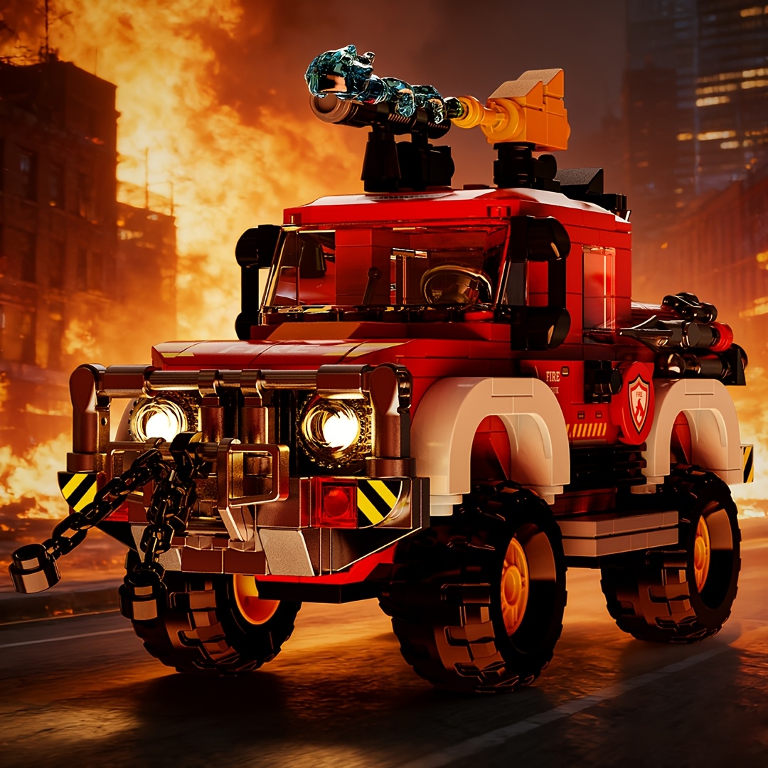 500pcs+ Fire Off-Road Car Building Blocks Model