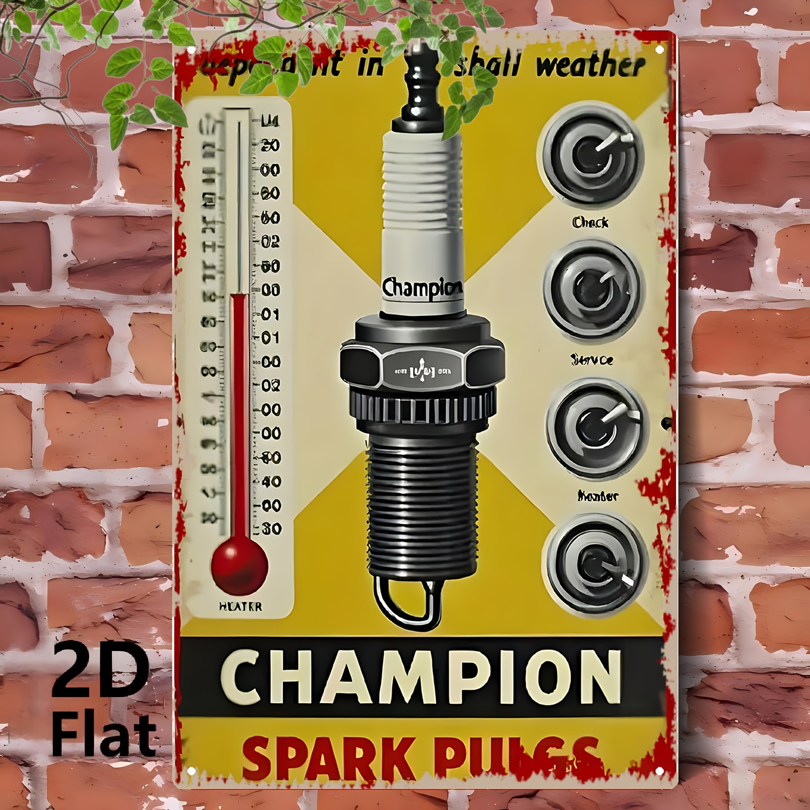 TEMU 2d Flat, 2d Flat - This Vintage Metal Tin Sign Featuring The Brand Spark Plug Serves Multiple Purposes And Is Weather-resistant. Measuring