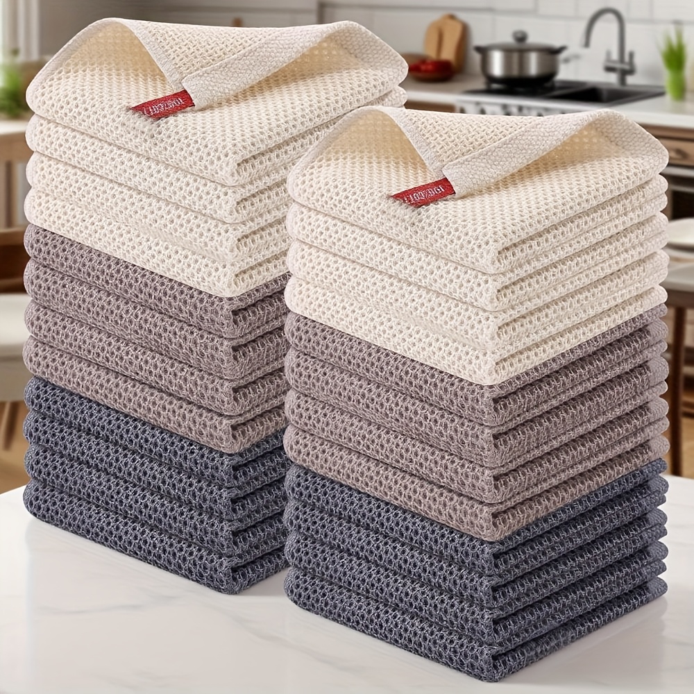 23 24pcs 100 cotton waffle weave kitchen dish cloths ultra - Temu