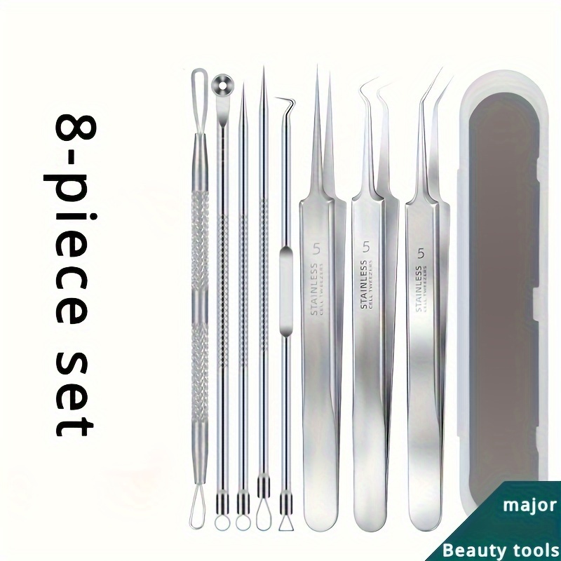 

A Set Of 4/8 Stainless Steel Tweezers And Acne Needles From Germany, For Removing Pimples And Blackheads, Including Tweezers And Facial Tools, Tools Suitable For Facial Care.