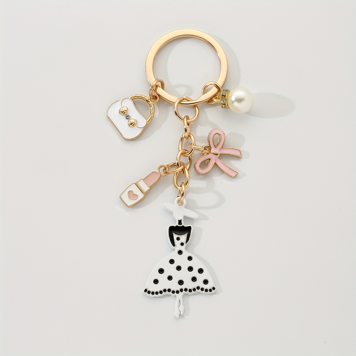 1pc, Modern Lipstick Bag, Keychain, Cute Retro Keychain, Ring, Wallet Bag, Backpack, Earplugs, Box Lid Additions