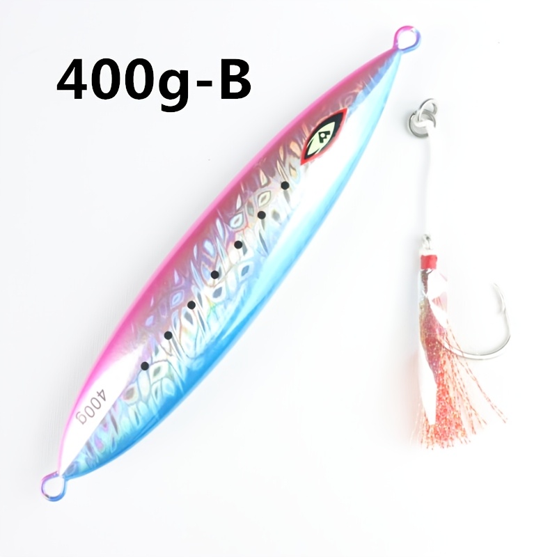 400g With Hook Slow Pitch Jig Fishing Glow Metal Jigging Artificial Saltwater Hard Baits Tackles Lead Casting Lures