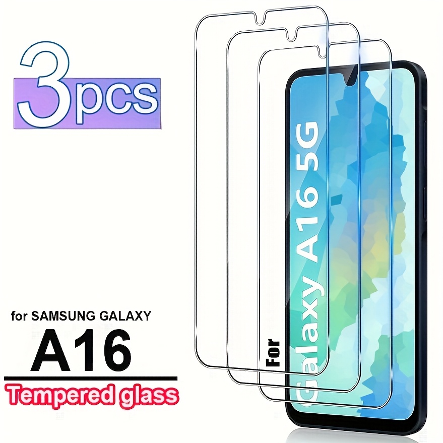 TEMU Paquete de 3 protectores de pantalla para Samsung Galaxy A16 5G , vidrio templado con cobertura total, 9H y funciones anti-huellas