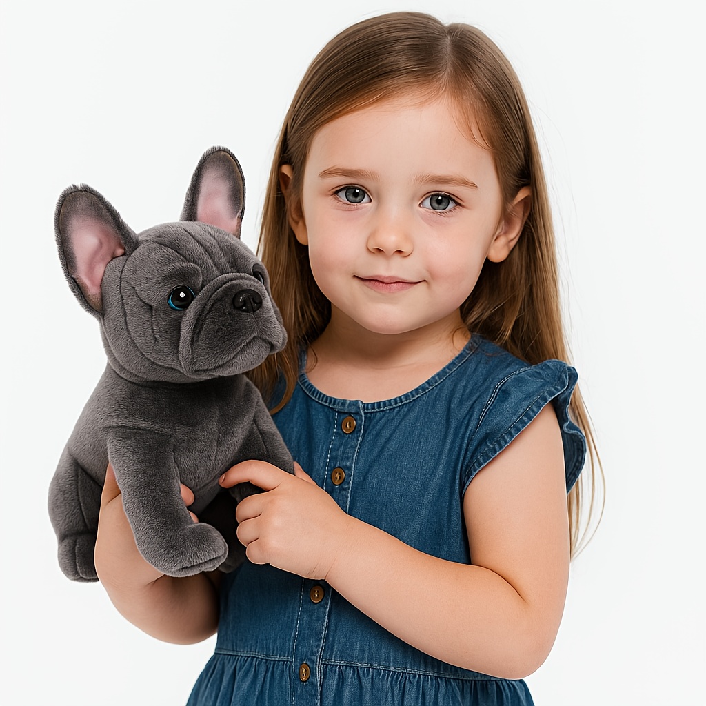 22cm Französische Bulldogge Kuscheltier Grau – Niedliches Weiches Stofftier Hund Für Kinder Als Trost Und Spielgefährte