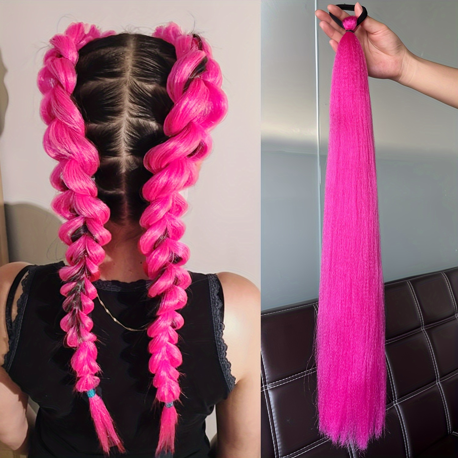 Color Boxing Braid Rubber Band Ponytail Wig Boxing Braid Color Elastic Rope Braid Ponytail Wig Tie Braid Halloween
