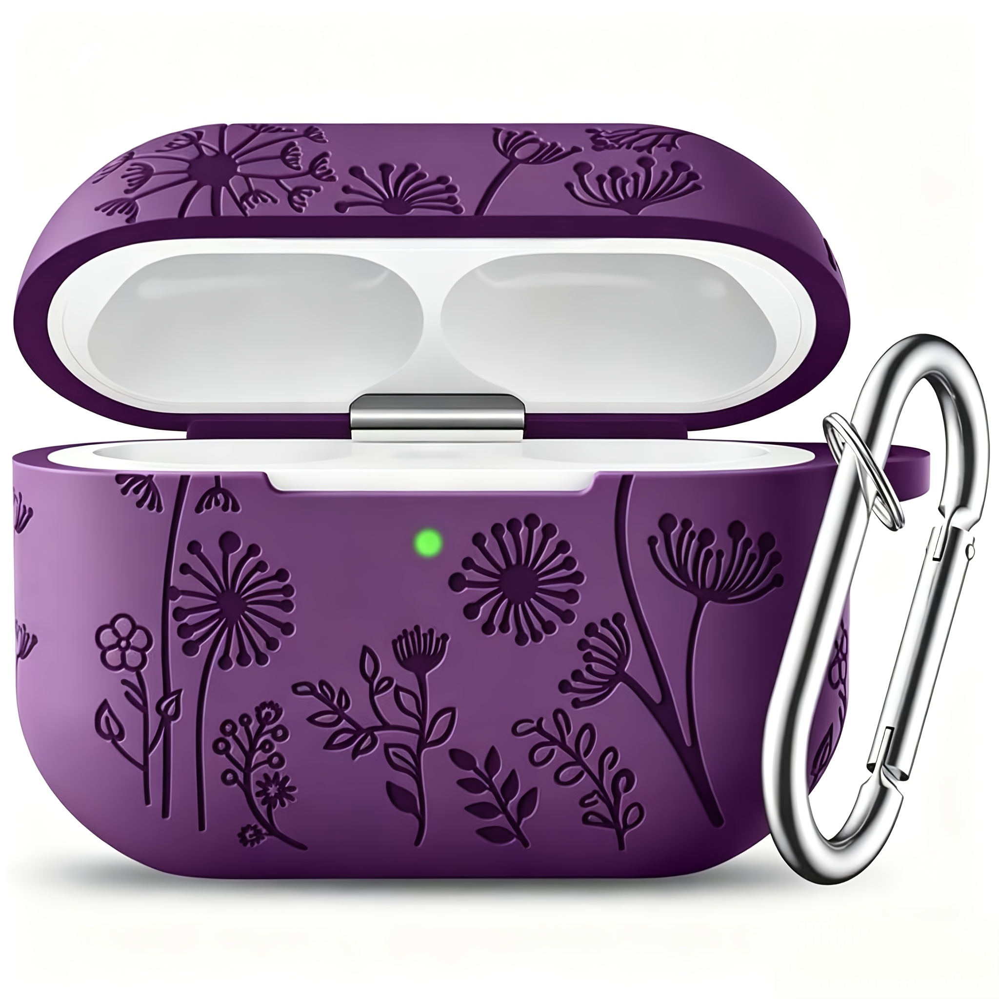 TEMU Case For , Cute Flower Engraved Silicone Protective Cover With Keychain Compatible With 3rd Generation Case 2025 For Women And Girls