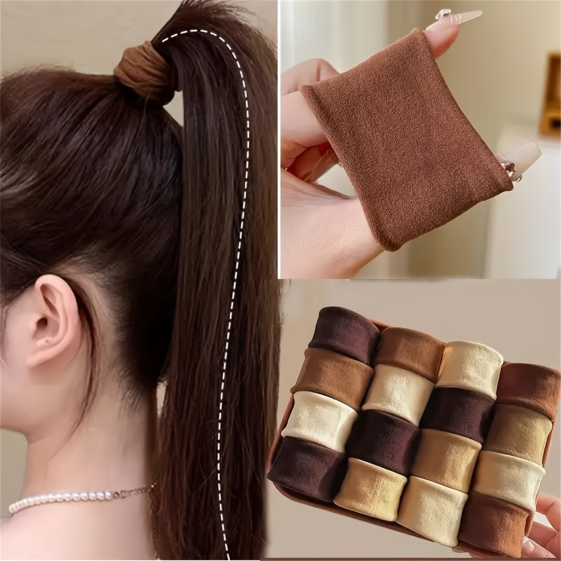 Satin-Haargummis Für Frauen – 6er Set, Sanft & Rutschfest, Perfekt Für Braunes Haar