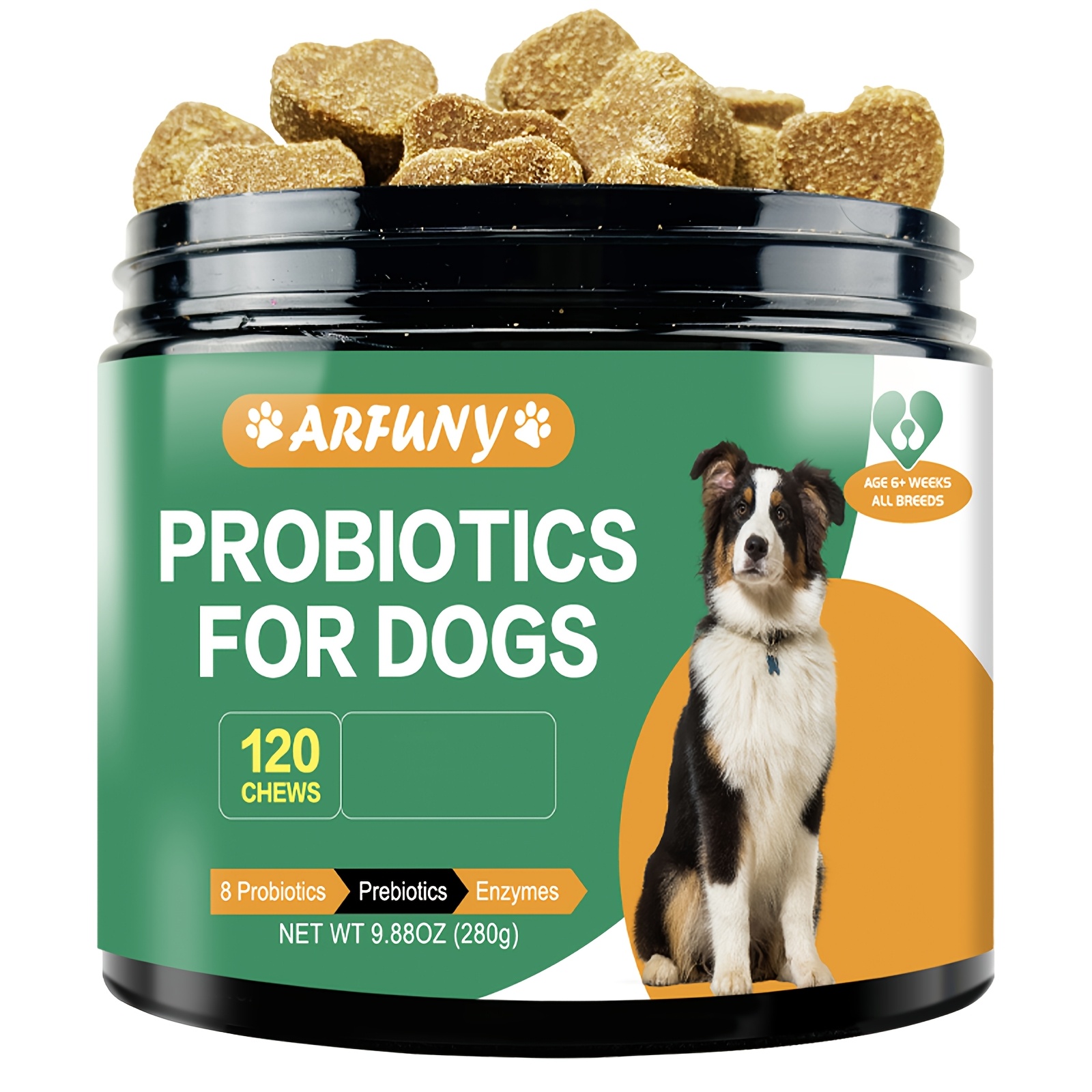 

Probiotics Supplement For Dogs, 2oz Dog And Enzymes Chews, Dog Healthy Supplement, Dog Probiotic Food, Chicken , 120 Chews