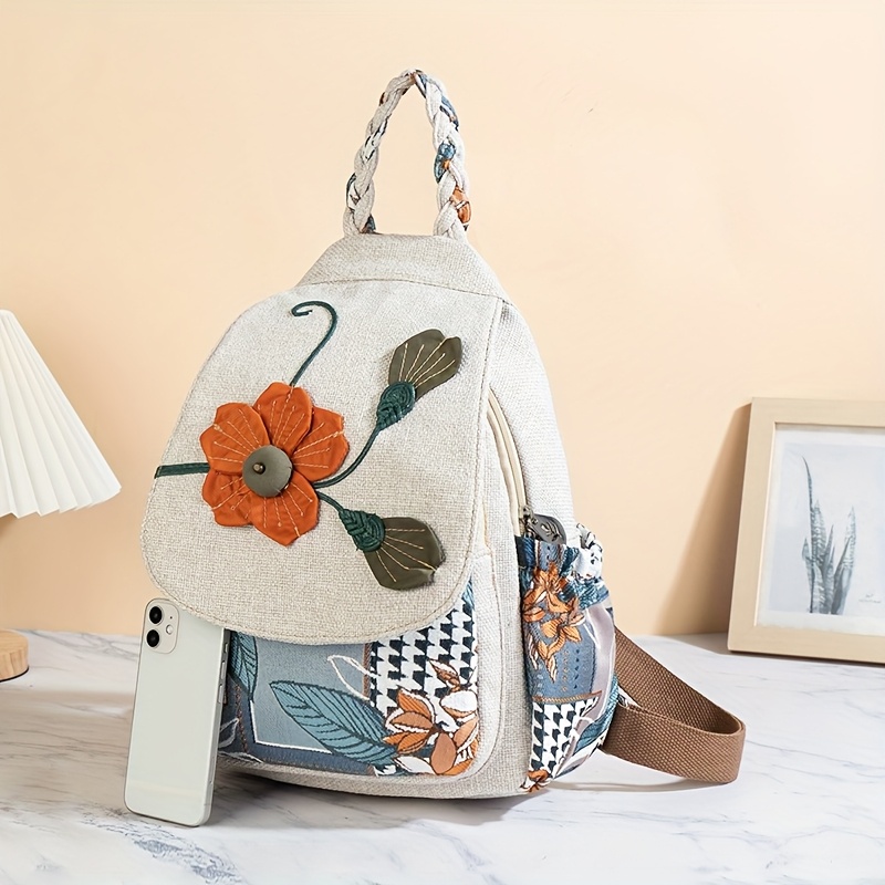 Bohemian Durable Polyester Large Capacity Backpack with Adjustable Straps Wear-Resistant Floral Boho Style Student main image 4