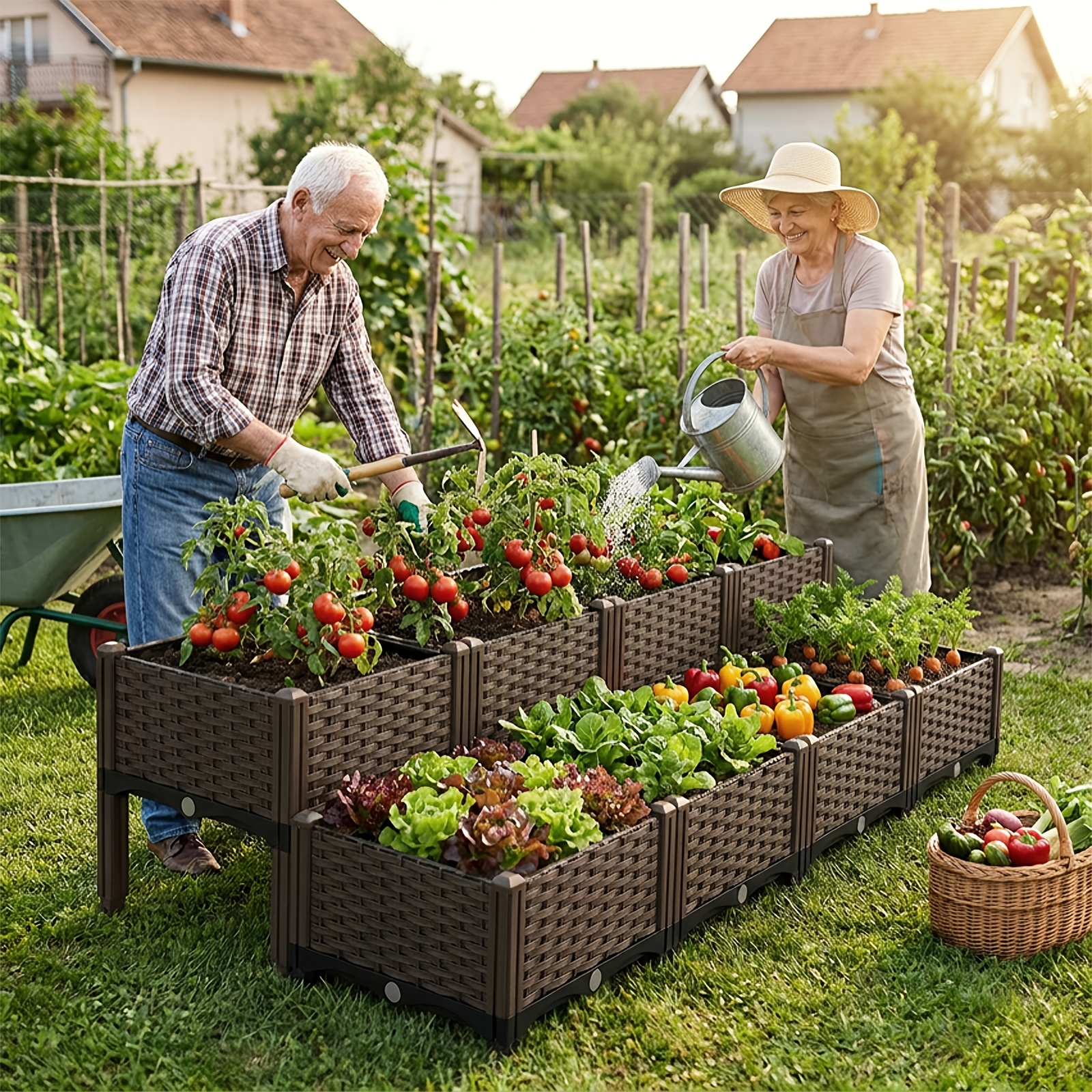 multi functional elevated planters   heightened vegetable planter with drainage system ideal for vegetables herbs and flowers durable plastic planter flower box for patio   rectangular garden bed set creative christmas planters